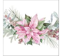 Servilletas Ambiente Lunch 33 x 33 cm - Diseño: Rosa Poinsettia - Estrella de vino rosa - 20 unidades/paquete