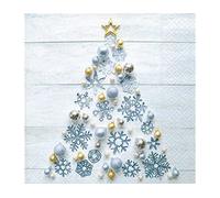 Servilletas Árbol de Navidad en Madera listones en azul