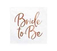 Servilletas Bride to Be 20 unidades 33 x 33 cm pliegue 1/4 servilletas de papel de 3 capas JGA blanco oro rosa/servilletas para novia, fiesta de boda - Bride To Be - Oro rosa, 33 x 33 cm