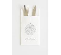 Servilletas Canguro Navidad 40x40 cm | Porta Cubiertos Desechables | 100% Celulosa 2 Capas | Decoración Bola Navideña | Pack 480 uds | Servilletas Festivas para Mesa, Restaurantes y Eventos (blanco)