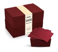 Servilletas Cocktail Desechables, Pack de 2000 unidades 10x10 cm plegadas, Servilletas papel de Micropunto modernas y rústicas para tus Ocasiones Especiales 20x20 abiertas - LAN&LAN (Burdeos)