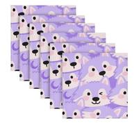 Servilletas cuadradas de tela de algodón y poliéster para comedor, 50,8 x 50,8 cm, 6 unidades, diseño de zorro, color morado