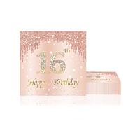Servilletas de 16 cumpleaños, 20 paquetes de servilletas de color oro rosa, servilletas rosas de 16º cumpleaños para niña, decoración de mesa de cumpleaños número 16
