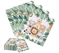Servilletas de 40 hojas para cumpleaños infantiles, diseño de animales del bosque en decoración, 1 cumpleaños, servilletas para cumpleaños infantiles, animales del bosque, cumpleaños y servilletas de