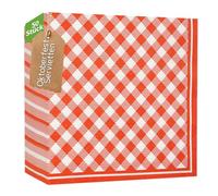 Servilletas de 50 unidades, coloridas, mini lunares con encaje, servilletas de colores, arcoíris, Happy Birthday Vajilla para bodas, cumpleaños, niños, adultos, baby shower, (cuadrados blancos rojos)