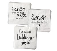 Servilletas de 60 unidades con 3 diseños diferentes - Hospitalidad - Juego de 3 servilletas de papel con texto - 3 capas para bautizo, boda, comunión, confirmación, fiesta
