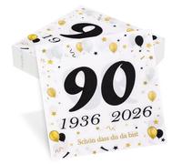Servilletas de 90 cumpleaños 50 unidades, Seutgjie 90 cumpleaños, decoración 1936-2026, color negro y dorado