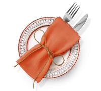 Servilletas de algodón y lino, juego de 6 piezas, servilletas cuadradas para bodas, fiestas, estilo occidental, decoración de mesa, servilleta de tela de algodón con borde crudo 【naranja + 42 x 42 cm