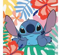 Servilletas de almuerzo multicolor de Lilo and Stitch con puntadas reclinables, 16 unidades, perfectas para cumpleaños, fiestas temáticas y uso diario