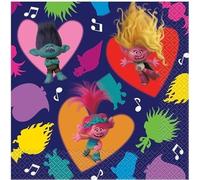 Servilletas de almuerzo multicolor de Trolls, 16 unidades, perfectas para cumpleaños, fiestas temáticas y uso diario