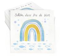 Servilletas de bautizo,40 servilletas Boho arcoiris servilletas de comunión pez azul 3 capas para primera comunión confirmación decoración bautizo decoración mesa baby shower niño,33x33cm