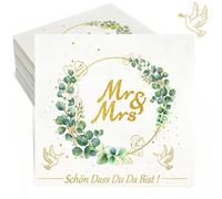 Servilletas de boda 36 piezas eucalipto servilletas, 3 capas 33 x 33cm servilletas blanco amor Sr. y Sra. decoración de la boda servilletas de papel decoración de la mesa de boda