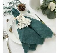 Servilletas de Boda de 42x42cm, servilletas de algodón de Gasa Retro, paño de té de algodón para Fiesta, Suministros de Navidad, decoración de Mesa de Lino, servilletas con Rebabas, 10 Uds.