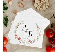 Servilletas de boda florales personalizadas, servilletas impresas personalizadas, suministros de fiesta de despedida de soltera, fiesta de compromiso o aniversario, ensayo, cena, servilletas florales