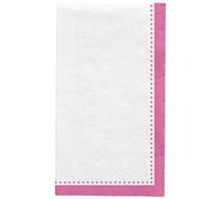 Servilletas de buffet de color rosa brillante, 8 x 4 pulgadas (paquete de 20) - Elegantes servilletas blancas con borde rosa vibrante, perfectas para fiestas y eventos