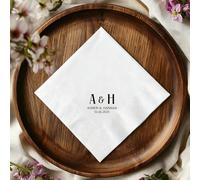 Servilletas de cóctel con monograma personalizadas, servilletas de boda con fecha, decoración de fiesta de aniversario personalizada, servilleta desechable para almuerzo, elegante decoración de mesa