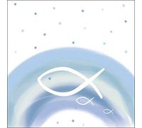 Servilletas de confirmación de 20 servilletas de peces sobre arco iris azul como decoración de mesa para bautizos, comuniones y confirmación, 33 x 33 cm