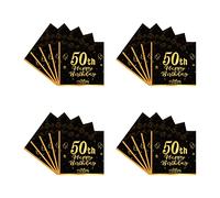 Servilletas de cumpleaños número 50, color negro y dorado, 20 servilletas de fiesta de 50 cumpleaños, decoraciones de 50 cumpleaños, servilletas de papel para mujeres, hombres, él, ella, suministros