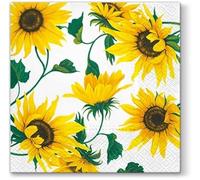 Servilletas de girasoles sobre blanco, 40 unidades, servilletas de otoño, suministros de fiesta de cumpleaños, papel de decoupage para manualidades (almuerzo)