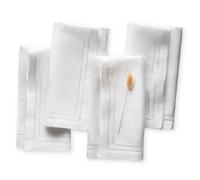 Servilletas de lino de 20 x 20 pulgadas - Servilletas de cena 100% lino blanco con doble vainica, juego de 4 - Servilletas de tela lavables, perf
