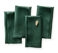 Servilletas de lino de 50,8 x 50,8 cm, 100 % lino, color verde bosque, doble vainica, juego de 4 servilletas de tela, lavables para primavera y día de Pascua