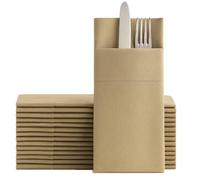 Servilletas de madera con bolsillo integrado para cubiertos, servilletas de papel desechables absorbentes de tacto de lino para cocina, baño, fiestas, bodas, cenas o eventos, paquete de 50