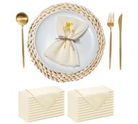 Servilletas de Mesa de algodón, Gasa de 32x32 cm, paño de Cocina Reutilizable, decoración for Fiesta de Boda, Multicolor(20pcs Ivory)