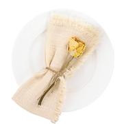 Servilletas de Mesa de algodón, Paquete de 50 32x32cm con Flecos de Gasa for cenas, Fiestas, Bodas y Banquetes(Beige)