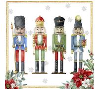 Servilletas de papel 33 x 33 cm, 20 unidades con diseño de cascanueces, de alta calidad y sostenibles, servilletas de Navidad desechables de 3 capas, servilletas de papel para Navidad, cumpleaños,