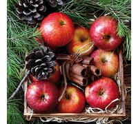 Servilletas de papel 33 x 33 cm, 20 unidades de manzanas rojas y piñas, de alta calidad y sostenibles, servilletas de invierno desechables de 3 capas, servilletas de papel para invierno y Navidad,