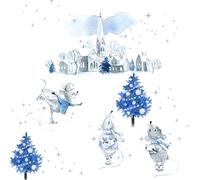 Servilletas de papel 33 x 33 cm, 3 capas, 20 unidades, alta calidad y sostenibles, servilletas de papel desechables, diseño de ratones en el pueblo invernal, servilletas de Navidad, servilletas de