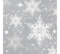 Servilletas de papel 33 x 33 cm, 3 capas, 20 unidades, alta calidad y sostenibles, servilletas de papel desechables con copos de nieve blancos sobre azul claro - Servilletas de invierno festivas
