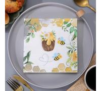 Servilletas de Papel Abejas Flores Amarillas Servilletas de Papel Desechables,Suaves y Resistentes,Sin Fragancia,para Comunión,Fiestas,Cumpleaños,Bodas,Decoración de Mesa20 Paquetes(33x33cm）