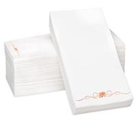 Servilletas de papel Airlaid con sello de lámina de oro rosa - Toallas desechables de mano para invitados de 1/6 de pliegue de 12 x 17 pulgadas, absorbentes, sensación similar al lino para bodas,