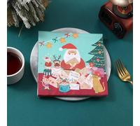Servilletas de Papel Árbol Navidad Santa Claus Servilletas de Papel Desechables,Suaves y Resistentes,Sin Fragancia,para Comunión,Fiestas,Cumpleaños,Bodas,Decoración de Mesa30 Paquetes(33x33cm）