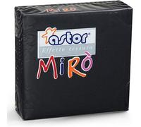 Servilletas de papel Astor Miro, 200 unidades, 20 x 20 cm (abierta 38 x 38 cm), doble capa de celulosa, color negro para aperitivos y cenas