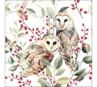 Servilletas de papel con diseño de búhos en plantas con hojas verdes (20 unidades, 33 x 33 cm)