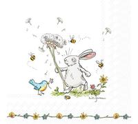 Servilletas de papel con diseño de conejo de cómic con diente de león (20 unidades, 33 x 33 cm)