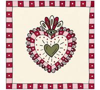 Servilletas de papel con diseño de ex-voto y corazón, rosa y beige, decoración protectora, paquete de 20, tamaño de toalla 33 x 33 cm, paquete 16,5 x 16,5 cm