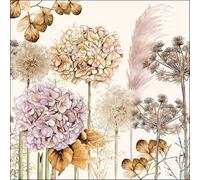 Servilletas de papel con diseño de flores y hermosas flores secas como decoración de mesa, servilletas de papel con diseño. También para decoupage y decoupage (33 x 33 cm)