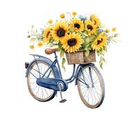Servilletas de papel con diseño de girasoles, 20 unidades, diseño de bicicleta con girasoles, también para decoupage y decoupage, 33 x 33 cm