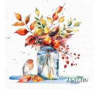 Servilletas de papel con diseño de pájaro en otoño, 20 unidades, para decoración de mesa, servilletas de papel con diseño. También para decoupage y decoupage (33 x 33 cm)