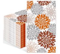 Servilletas de papel con flores de naranja y dalias de otoño, servilletas para la cocina y decoración de fiesta, servilletas decorativas para Acción de Gracias, servilletas de papel, para fiestas de