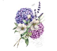 Servilletas de papel con motivo de hortensias y lavanda (20 unidades, 33 x 33 cm)