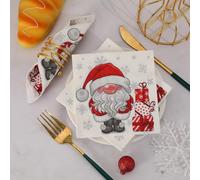 Servilletas de Papel Copo Nieve Santa Claus Servilletas de Papel Desechables,Suaves y Resistentes,Sin Fragancia,para Comunión,Fiestas,Cumpleaños,Bodas,Decoración de Mesa30 Paquetes(33x33cm）