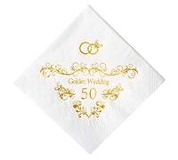 Servilletas de papel de aluminio de color dorado con texto en inglés"Crisky 50th Anniversaray", 50 unidades, 3 capas