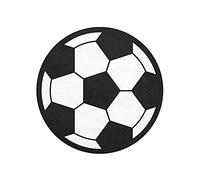 Servilletas de papel de fútbol, diseño de globo blanco y negro, 20 piezas, 3 pliegues, para fiesta de cumpleaños y decoración de mesa deportiva, 27 cm desplegadas, 13,5 cm plegadas, cumpleaños niña o