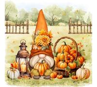 Servilletas de Papel Decoradas con Diseño de Duendes Otoñales con Calabazas (20 Unidades, 33 x 33 cm)
