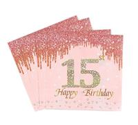 Servilletas de papel desechables para cumpleaños número 15, 20 servilletas de papel desechables para fiesta de cumpleaños número 15, suministros de fiesta, decoraciones de vajilla, servilletas de