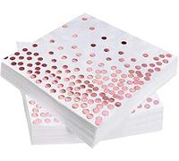 Servilletas de Papel,Feliz Cumpleaños Servilletas 20 Piezas Servilletas de Cóctel con Puntos Oro Rosa para Navidad Boda Baby Shower Aniversario Decoradas